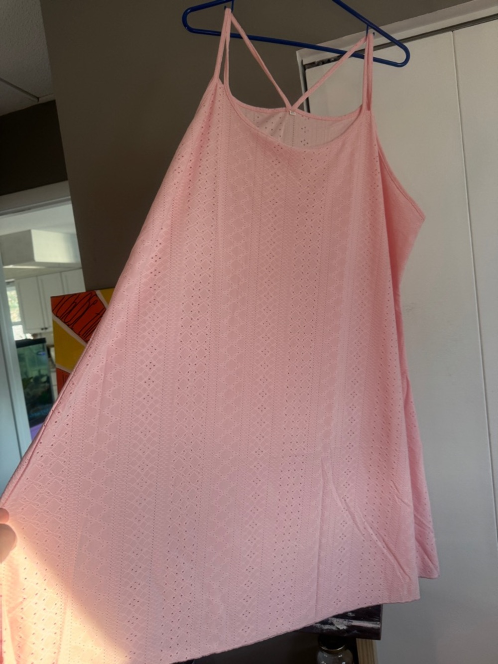 Pink Eyelet A-Line Slip Dress 5XL Boho Boutique Summer Lounge Resort Dress nwot